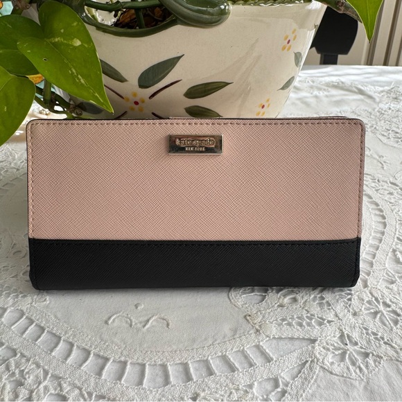 kate spade Handbags - kate spade Two-Tone Pink & Black Saffiano Continental Wallet